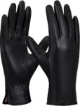 GSG SINCE 1998 Womens Leather Driving Gloves Chrome-Free Sheepskin, Touchscreen Compatible, Warm Wool or Fleece Lined Winter Gloves W24005