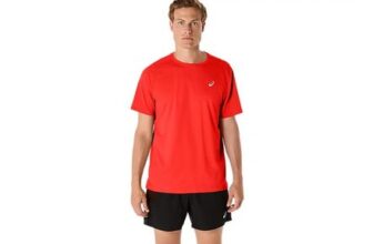 Mens ASICS CORE SS TOP – Flash Red