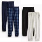 Mens Navy Check Fleece Pyjama Bottoms 2 Pack – sizes S to XXL / Black and Grey Marl Pyjama Bottoms 2 Pack £6 size XL – free click & collect