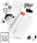 ORGBRO Sticker Printer, X3 Mini Bluetooth Thermal Portable Sticker Maker Supports 2-3 Inch Width, with 1 Roll Thermal Paper, Suitable for Study Notes, Photos, 300DPI Compatible with Phone, White