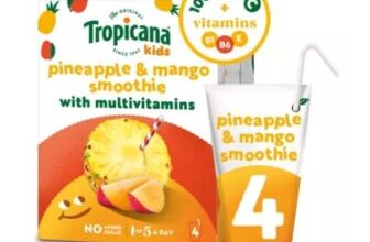 Tropicana Kids Pineapple & Mango Lunchbox Smoothie 4 X 150ml
