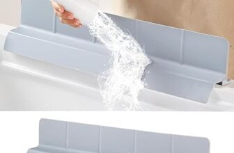 23 Ultra Silicone Sink Splash Guard Released in 2025/Dec,Self-Draining Water Splash Guard for Kitchen Sink,Bathroom and Island,with 3.5 High Splash Guard & 7 Strong Suction Cup (Grey) 1