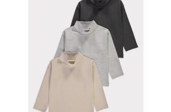 3 Pack Charcoal Roll Neck Long Sleeve Tops