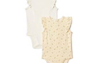 Amazon Essentials Baby Girls Embroidered Bodysuit, 2-Pack, 24 Months