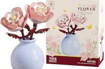 Building Blocks Plant Rose and Peony – Brick Flower Toy Set (Including Ceramic Vase), Diy Flower Bouquet Made of Environmentally Friendly Materials, Delicate Desk Decorations, gift giving preferred