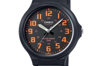 Casio MW-240-4BVEF Mens Black & Orange Dial Black Resin Watch. Free C&C
