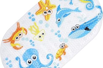 Chuckle Sea Animals Anti-Slip Baby Bath Mat – Large 69 x 39cm PVC Safety Mat with Strong Suction Cups