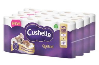 Cushelle Quilted 3-Ply Longer Rolls Toilet Tissue, 4 x 8 Pack (236 Sheets) 32 Rolls