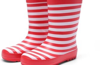 DREAM PAIRS Kids Wellies Waterproof with Stripe Design, Easy On Pull Tab, Soft Lined, Non Slip Sole for Toddler Boys Girls