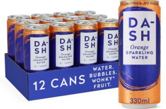 Dash Water Orange – 12 x Orange Flavoured Sparkling Spring Water – NO Sugar, NO Sweetener, NO Calories – Infused with Wonky Fruit 12 x 330ml