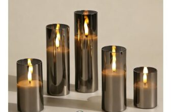Eywamage Grey LED Flameless Candles with Remote, Set of 5