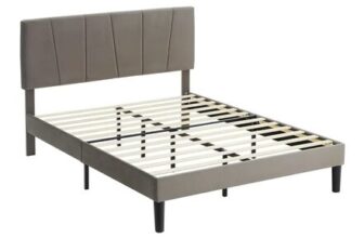 Homcom Grey Velvet Double Bed Frame