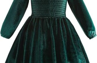 JiAmy Girls Velvet Party Dresses Long Sleeve Smock Festival Christmas Birthday Princess Fall Winter Kid Dress for 1-5 Years