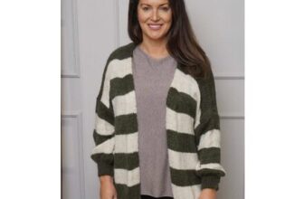 Kennedy Stripe Knitted Cardigan Khaki