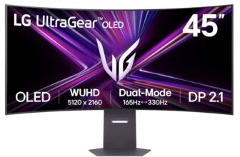 LG 45 UltraGear OLED Gaming Monitor, 800R Curve, 5K2K Resolution, 165Hz Refresh Rate, Black (with 15% StudentBeans code)