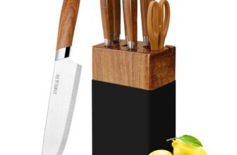 Lapelux 6-Piece Kitchen Knife Set with Block