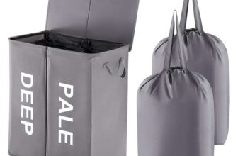 Lifewit 136L Double Laundry Hamper with Lid and Removable Laundry Bags (Discount at Checkout) – Sold by Lifewit Home UK / FBA