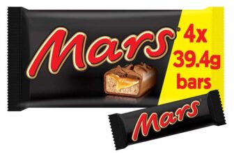 Mars Caramel, Nougat & Milk Chocolate Snack Bars Multipack, 4 x 39.4g (£1.35 S&S)