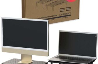 Neatzon Universal Monitor Stand 2 Pack 3-Height Adjustable Desktop Riser with Cable Management Ties Easy Assembly – Black