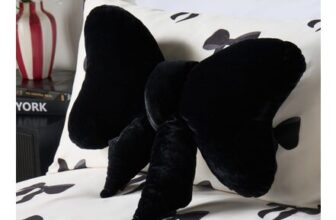 OHS Black Velvet Bow Cushion