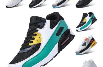 Padgene Unisex Lightweight Breathable Running Shoes, Black Blue