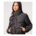 Pink Vanilla Black Diamante Embellished Puffer Jacket