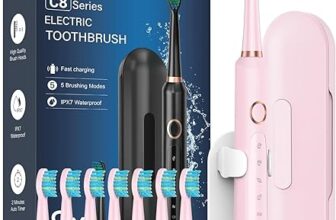 Sonic Electric Toothbrush for Adults and Kids – Sonic Toothbrushes with 8 Tooth Brush Replacement Head and 5 Brushing Modes, 120 Days of Use with 3-Hour Fast Charge, 2 Minute Smart Timer