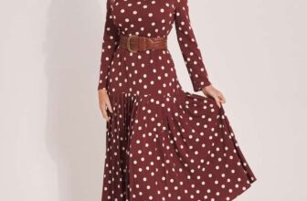 Textured Jersey Dropped Waist Pleated Dress – with Code