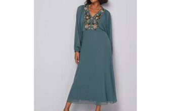 Wallis Embellished Balloon Sleeve Midi Dress
