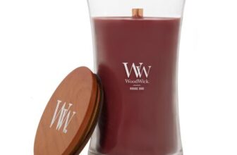 WoodWick Rouge Oud Large Hourglass Candle, Crackling Wick, 130hrs