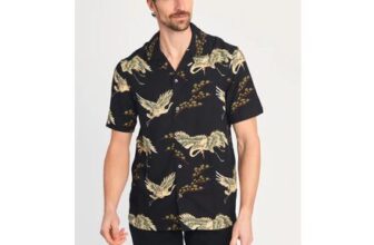 XL/L French Connection Bird Print Short Sleeve Shirt