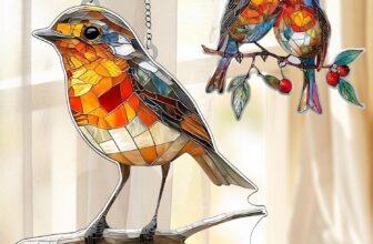 2 PCS Bird Sun Catchers for Windows,Garden Hanging Ornaments,Pendant Decoration,Stained Bird on Branch Patterns for Garden, Home, Wall, Porch, Outdoor Decor
