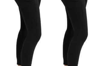 2 Pack Gym Leggings for Women High Waist Opaque Leggings with Pockets for Workout Sport Yoga Running