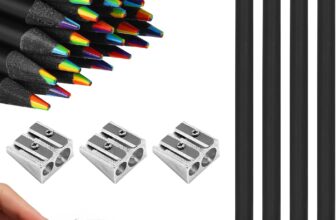 20 Pcs Rainbow Pencils, 7 In 1 Colouring Pencils for Adults, Rainbow Pencils Set with 3 Sharpeners, Black Wooden Coloured Pencils, Multi Colored Pencils for Art Drawing, Colouring, Sketching