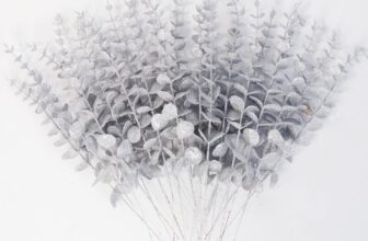 24pcs Glitter Eucalyptus Leaves Stems,13.8In Christmas Eucalyptus Branches Plants for Wedding Xmas Tree Holiday Winter Home Fireplace Decor (Sliver)