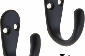 2X Single Robe Coat Hooks with Screws, Matte Black, Door & Wall Mountable for Bathroom Bedroom Living Room Hallway (Pack of 2)