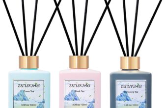 3 100ml Scent Diffusers with 24 Black Fiber Sticks,Green Tea Black Tea Darjeeling Tea Reed Diffusers for Room Decoration,Last Up 90 Days