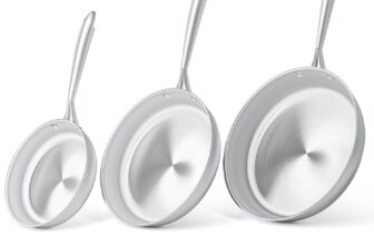 3-Piece pan Set 202630 cm, Stainless Steel pan, uncoated, Durable, Stainless Steel Handles, Suitable for All Types of cookers, Dishwasher-Safe