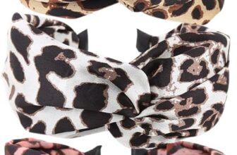 3Pcs Wide Headband French Bow Knot Hair Hoop Fabric Non-Slip Headwear Elastic Twist Hair Accessories Alice Hair Bands for Women Uk (LeopardV)