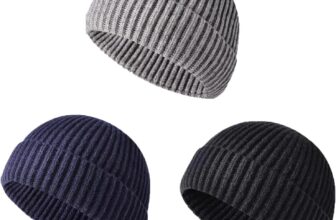 3pcs Beanie Hat Men, Roll Up Edge Skullcap Fisherman Beanie, Mens Beanie Hat, Wooly Hat for Men, for Fishermen, Workers, Fashion Wear Black