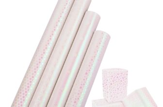 4 Rolls Pink Wrapping Paper for Girls Women, 43cm 3m Pearlescent Birthday Wrapping Paper Roll