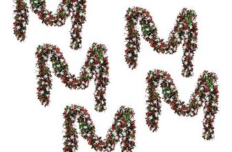 5-Pack 2m Christmas Tinsel Garland Green and Red