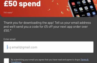 £5 off a £50 spend when downloading the Argos app