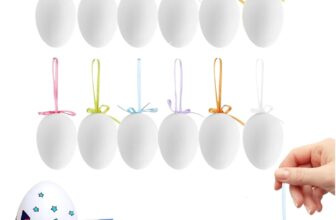 50Pcs Easter Eggs Decorations, Easters Tree Hanging Plastic Ornaments Hanging Plastic Eggs Ornament for DIY Crafts Party Home Decor Easter Gift (50Pcs White)