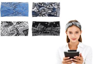 6 Pack Printed Head Band, Fashion Wide Headbands for Women, Elastic Head Bands, Womens Headbands for Exercise, Yoga, Matching with Skirts, and Skincare