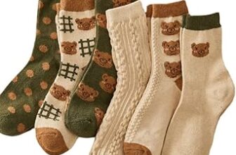 6 Pair Cute Cotton Socks Kawaii Bear Ankle Socks Preppy Ruffle Socks for Women Japanese Thick Fall Vintage Crew Socks
