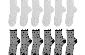 6 Pairs Love Printed Socks for Women, Breathable White/Black
