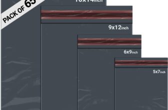 65 Mixed Parcel Bags Grey, Mailer Bags Tamper-Proof Strong Postal Packaging Bags for Shipping, Mailing & Delivery, 4 Sizes Small to Large Bags, 15 Each