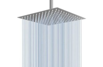 8-Inch Square Rain Shower Head, Stainless Steel, Matte Silver
