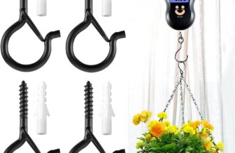 8 Set Screw Hooks Q-Hanger Hooks for Outdoor String Lights, Christmas Rope Lights Clips, Wall Cabinet Ceiling Eye Hook with Safety Buckle for Wire Party Light Plants Wind Chimes